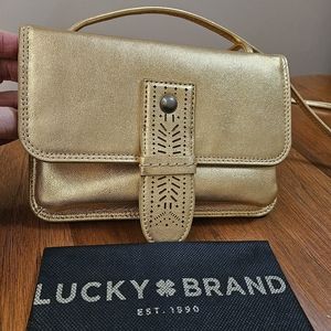 Lucky Brand Leather Crossbody Metallic Gold, NWOT